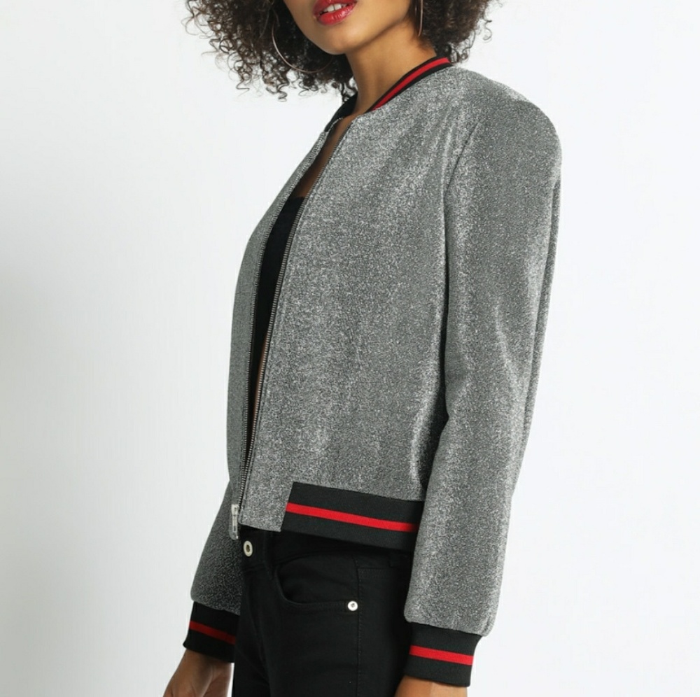 Metallic bomber jacket